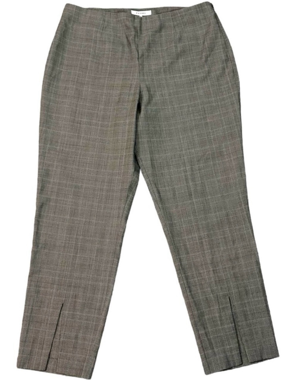 Frame Denim Plaid 100% Wool Pants in Tan Multi Slit Hem Ankle Dark Academia 16
